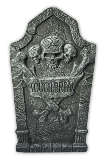 Deko Grabstein groß m. Totenkopf