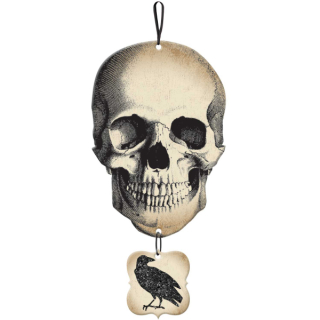Sign Boneyard Skull and Glitter Crow