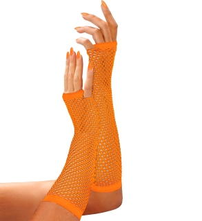 Fishnet Gloves Orange - one size